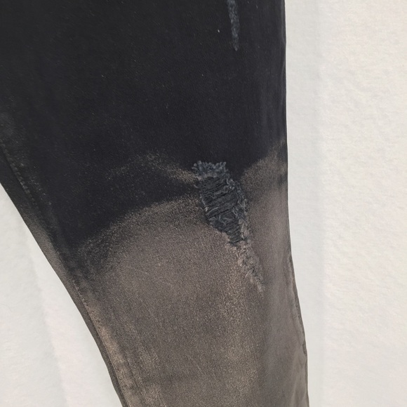 Level 99 Amber black metallic gold crop jeans dip dye distressing new 28 - Picture 3 of 9